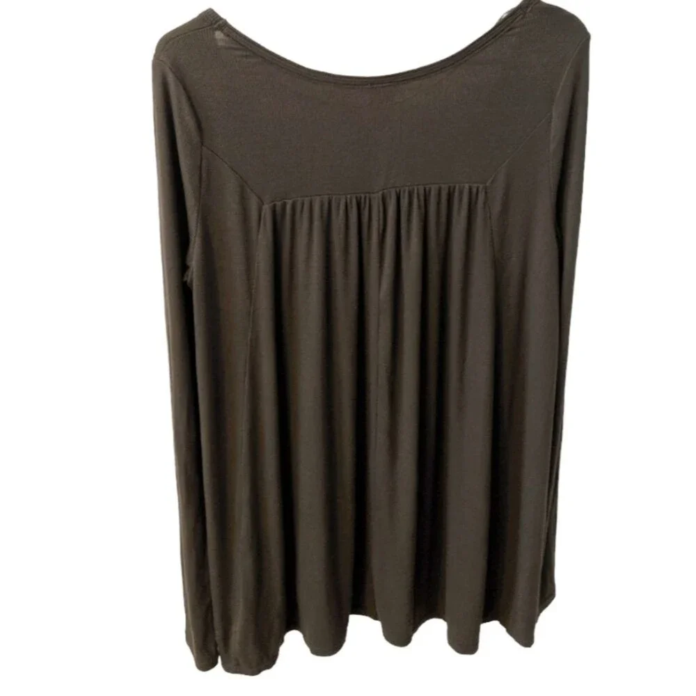 FREE PEOPLE Love Valley Long Sleeve Scoop Neck Top Army Green M